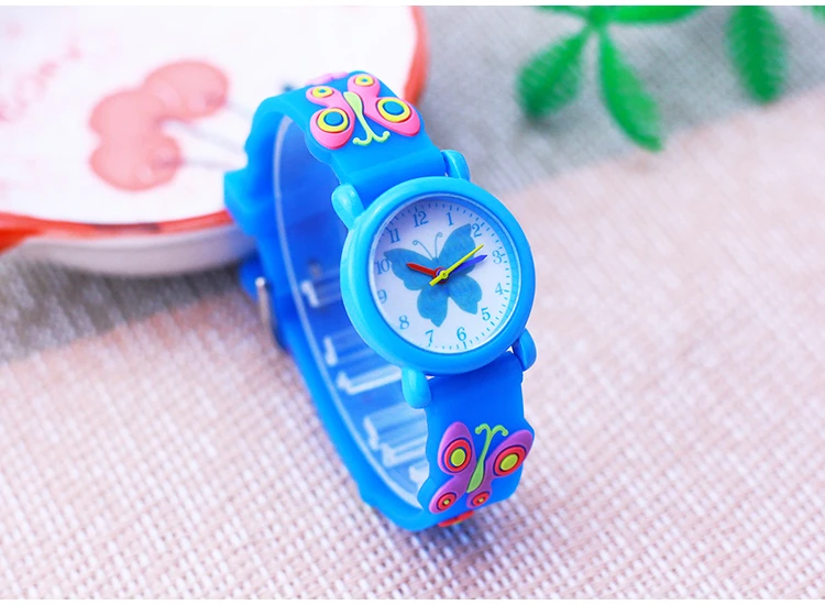 2026 Children Fashion Beauty Pink Watches Girls Students Little Kids Butterfly Silicone Strap Water Resistant Watches 5 Colors