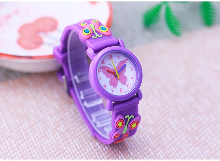 2026 Children Fashion Beauty Pink Watches Girls Students Little Kids Butterfly Silicone Strap Water Resistant Watches 5 Colors