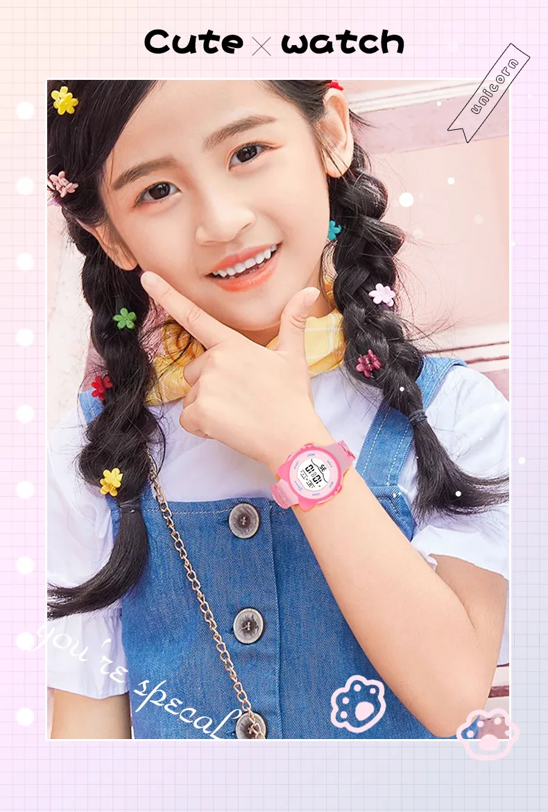Children Watch Waterproof Cartoon Digital Watch for Girls Boys Pink LCD Electronic Sport Kid Watches Alarm Clocks Gifts