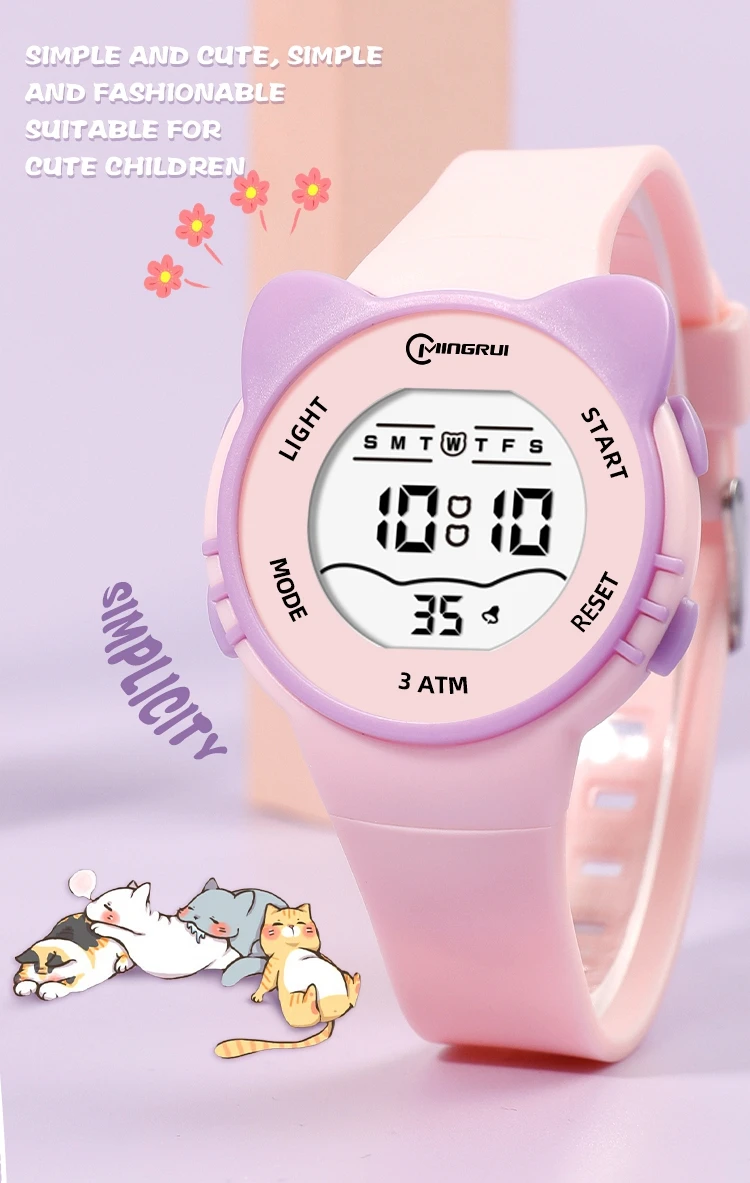 Children Watch Waterproof Cartoon Digital Watch for Girls Boys Pink LCD Electronic Sport Kid Watches Alarm Clocks Gifts