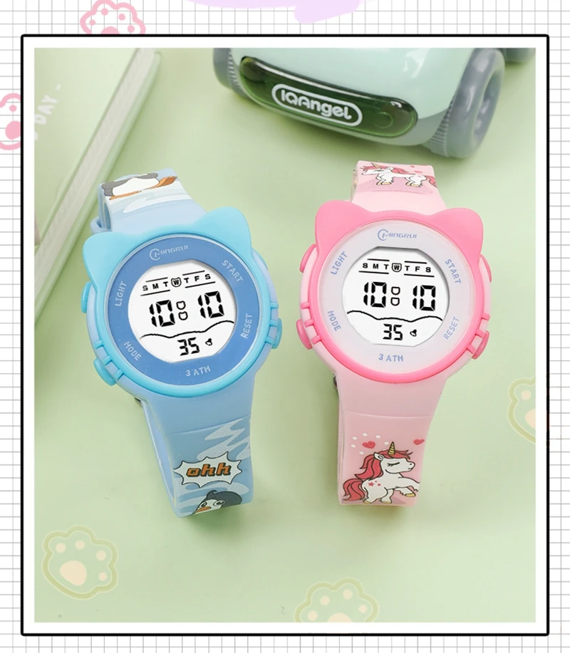 Children Watch Waterproof Cartoon Digital Watch for Girls Boys Pink LCD Electronic Sport Kid Watches Alarm Clocks Gifts