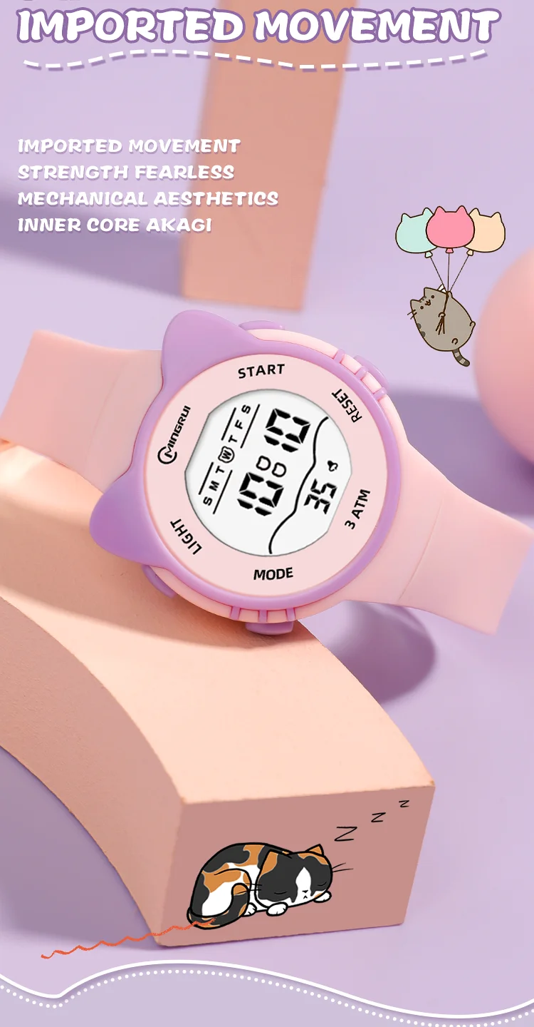 Children Watch Waterproof Cartoon Digital Watch for Girls Boys Pink LCD Electronic Sport Kid Watches Alarm Clocks Gifts