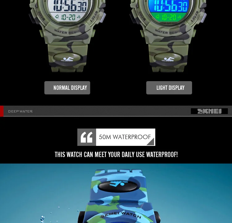 SKMEI 1547 Electronic Watch for Children Shockproof Waterproof Military Sport Kids Boy Digital Wristwatch 1266 Relogio Infantil