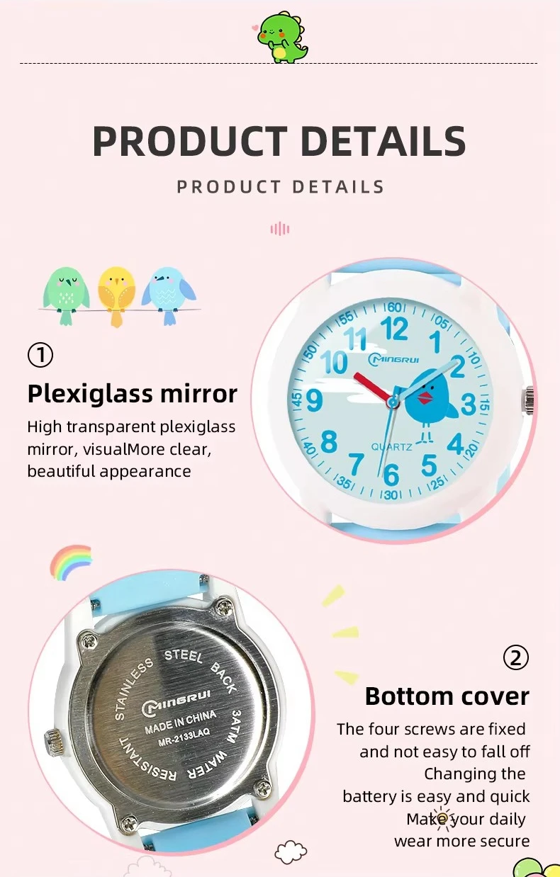 New Cute Children Wrist Watches Yellow Cartoon Waterproof Kids Watch for Boys Girls Analog Display Quartz Clocks Gift