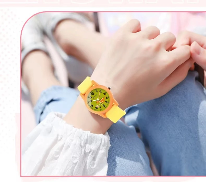 New Cute Children Wrist Watches Yellow Cartoon Waterproof Kids Watch for Boys Girls Analog Display Quartz Clocks Gift