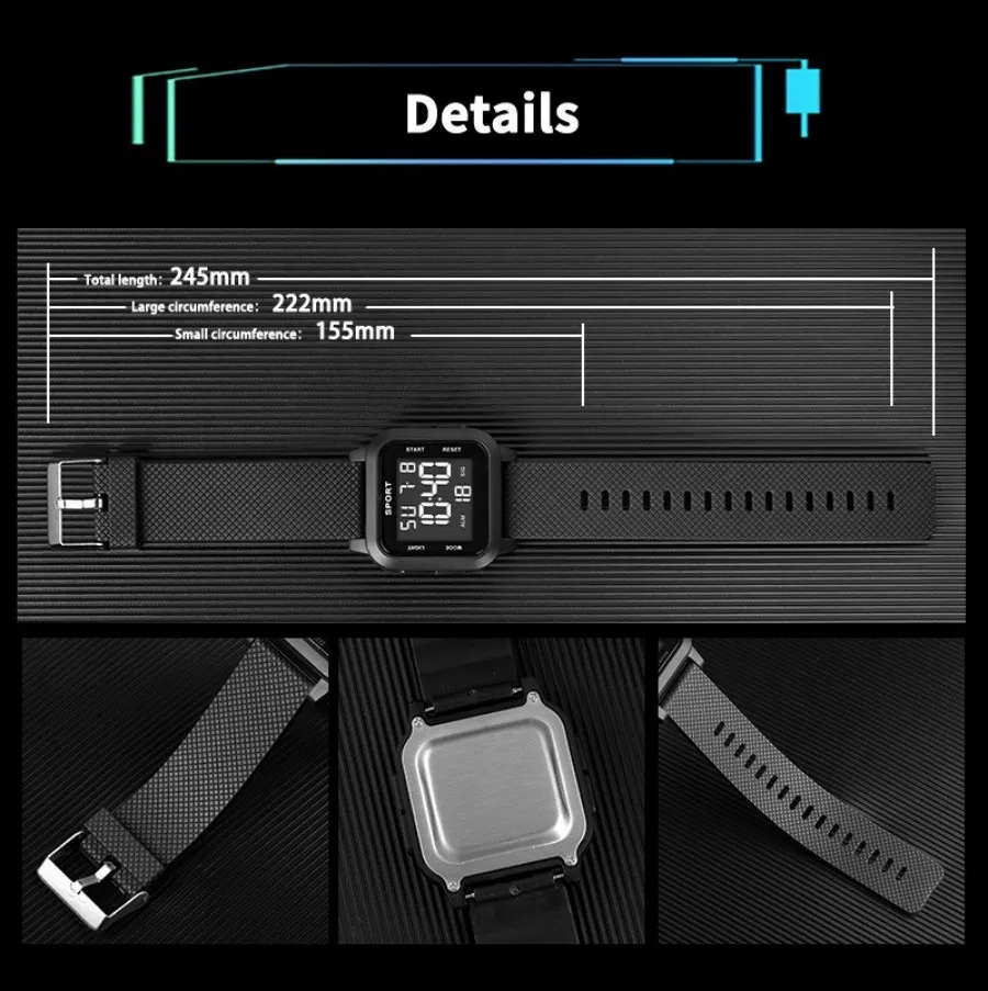 Kids Digital Watch Waterproof Military Electronic Wristwatch for Boys Teen Outdoor Sports Alarm Clock Multifunctional LED Watch