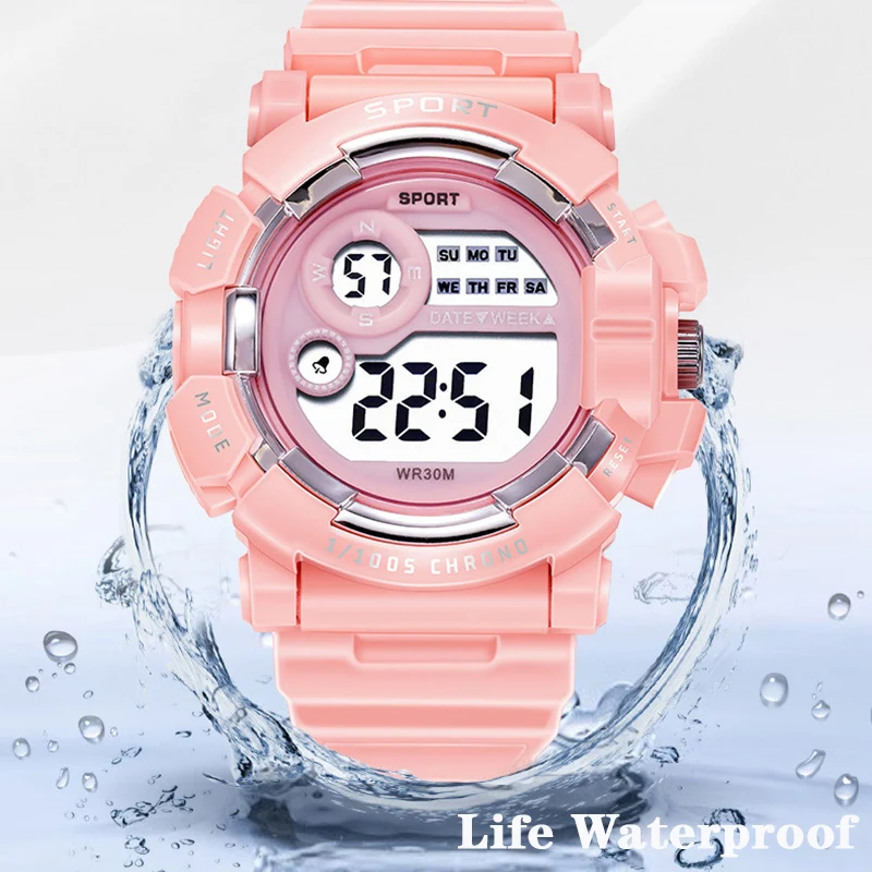 1/2pcs Waterproof Sports Kids Watches Electronic Watches for Girls and Boys Student Luminous Alarm-clock LED Digital Wristwatch