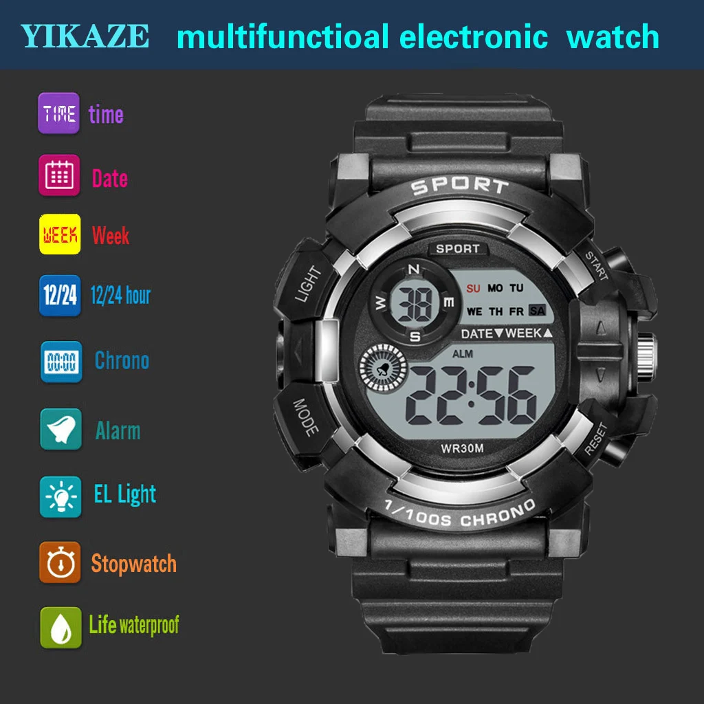 1/2pcs Waterproof Sports Kids Watches Electronic Watches for Girls and Boys Student Luminous Alarm-clock LED Digital Wristwatch