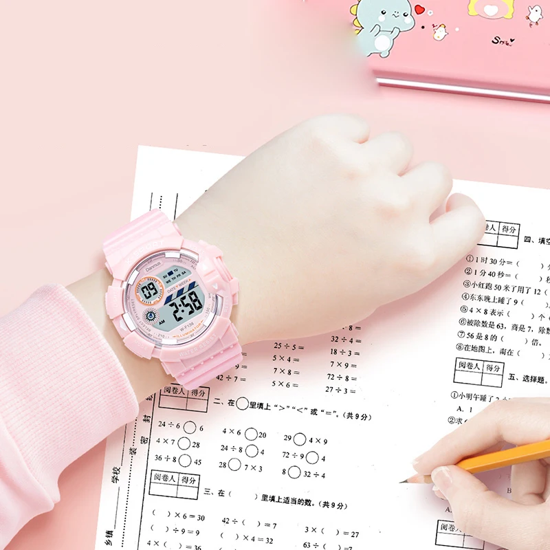 1/2pcs Waterproof Sports Kids Watches Electronic Watches for Girls and Boys Student Luminous Alarm-clock LED Digital Wristwatch