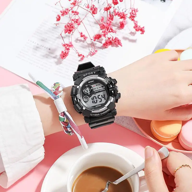 1/2pcs Waterproof Sports Kids Watches Electronic Watches for Girls and Boys Student Luminous Alarm-clock LED Digital Wristwatch