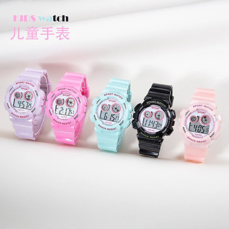 1/2pcs Waterproof Sports Kids Watches Electronic Watches for Girls and Boys Student Luminous Alarm-clock LED Digital Wristwatch