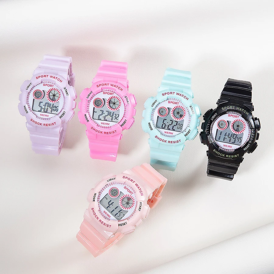 1/2pcs Waterproof Sports Kids Watches Electronic Watches for Girls and Boys Student Luminous Alarm-clock LED Digital Wristwatch
