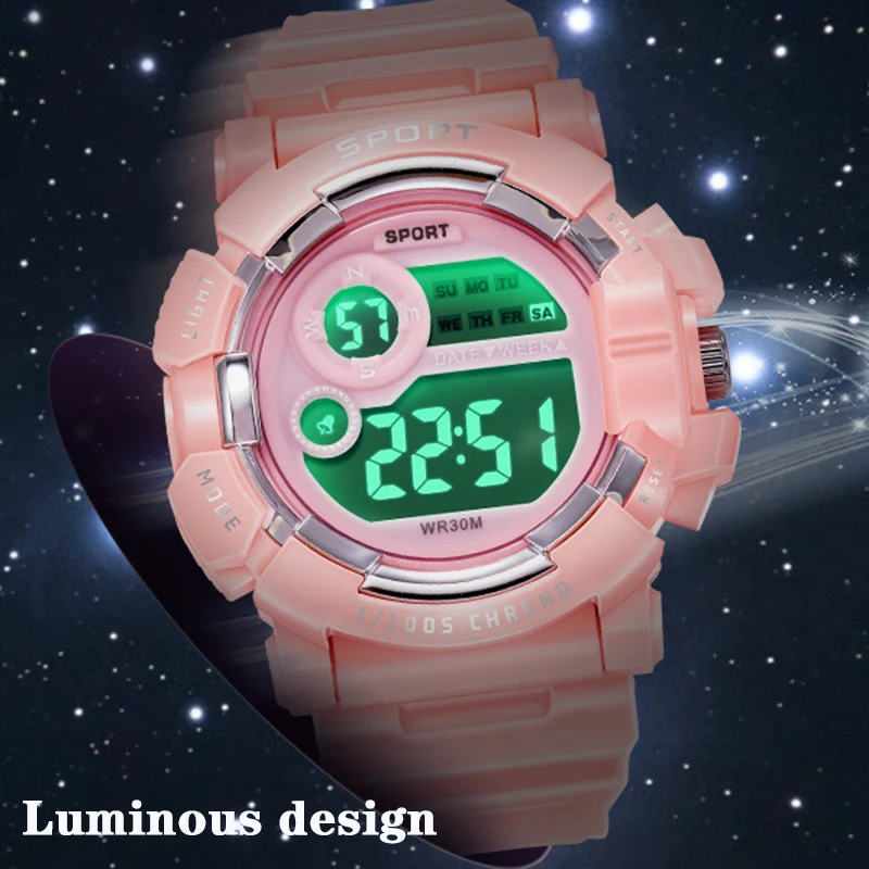 1/2pcs Waterproof Sports Kids Watches Electronic Watches for Girls and Boys Student Luminous Alarm-clock LED Digital Wristwatch
