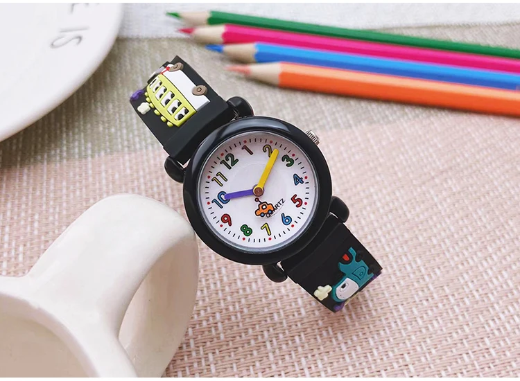 Chaoyada Fashion Boys Girls Little Cars Cartoon Strap Car Hands Personality Quartz Watches Students Kids Cool Gifts Watches