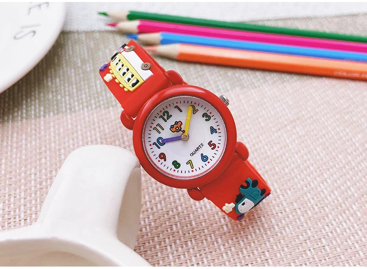 Chaoyada Fashion Boys Girls Little Cars Cartoon Strap Car Hands Personality Quartz Watches Students Kids Cool Gifts Watches