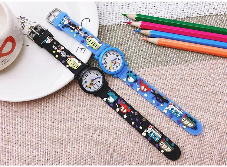 Chaoyada Fashion Boys Girls Little Cars Cartoon Strap Car Hands Personality Quartz Watches Students Kids Cool Gifts Watches