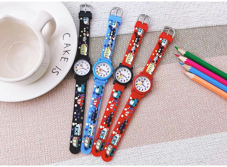 Chaoyada Fashion Boys Girls Little Cars Cartoon Strap Car Hands Personality Quartz Watches Students Kids Cool Gifts Watches