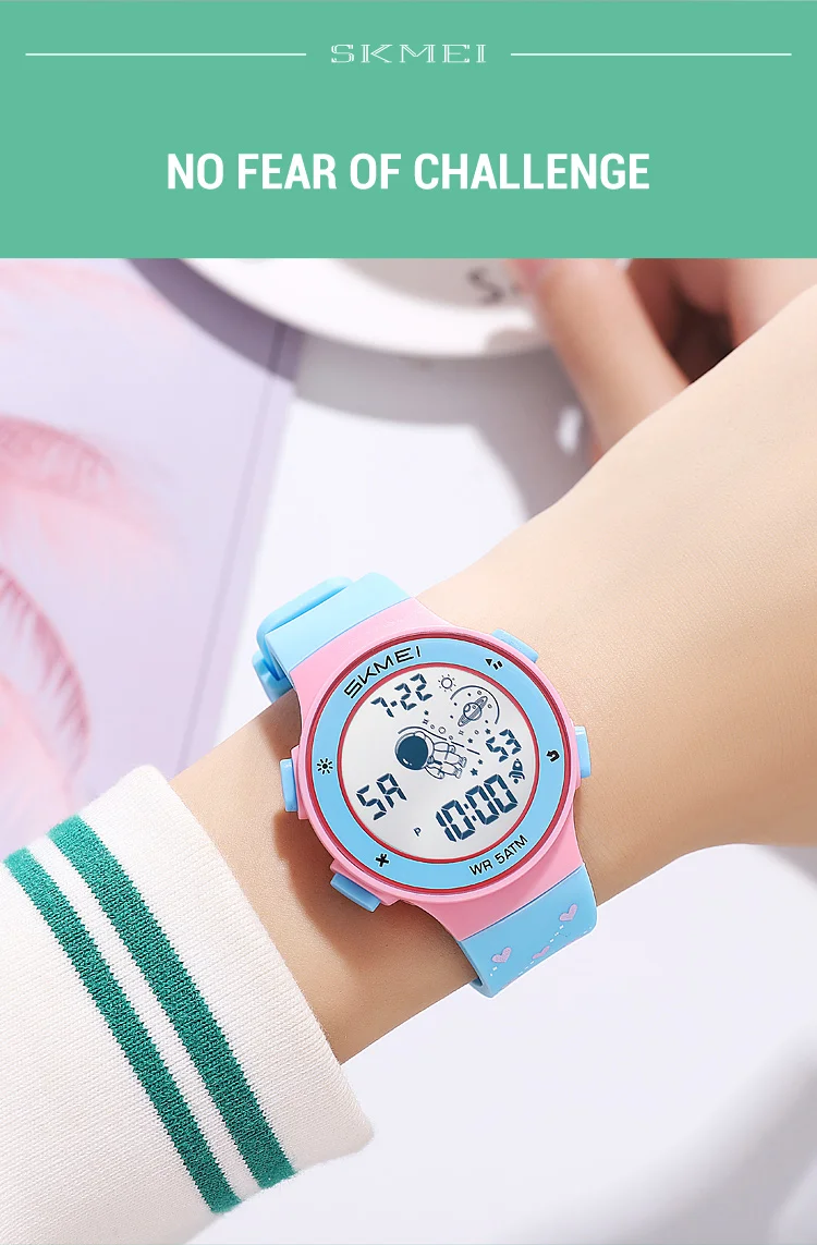 Skmei Kids Digital Watches Fashion TPU Strap Colorful Light LED Waterproof Children Boy Girl Sports Wristwatch with Alarm Clock