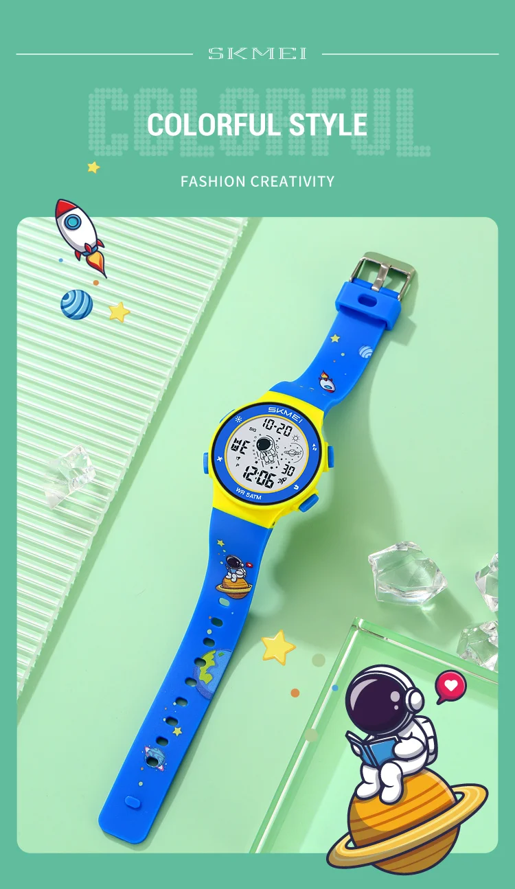 Skmei Kids Digital Watches Fashion TPU Strap Colorful Light LED Waterproof Children Boy Girl Sports Wristwatch with Alarm Clock