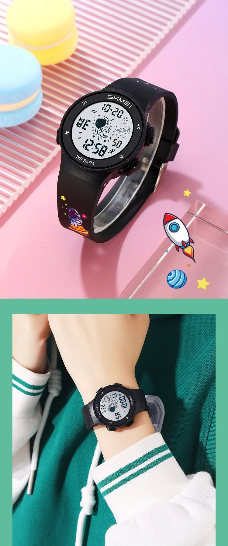 Skmei Kids Digital Watches Fashion TPU Strap Colorful Light LED Waterproof Children Boy Girl Sports Wristwatch with Alarm Clock