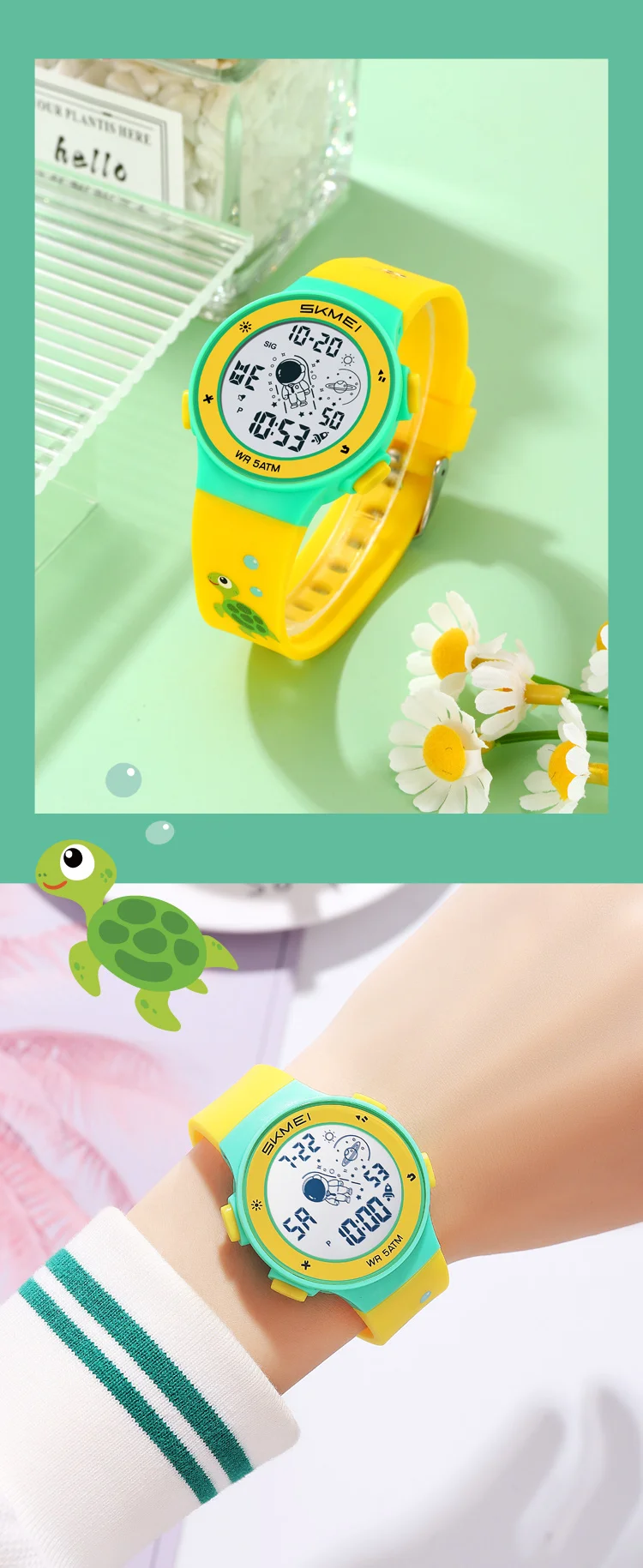Skmei Kids Digital Watches Fashion TPU Strap Colorful Light LED Waterproof Children Boy Girl Sports Wristwatch with Alarm Clock