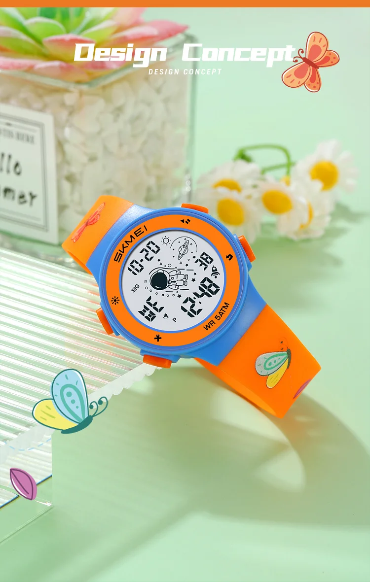 Skmei Kids Digital Watches Fashion TPU Strap Colorful Light LED Waterproof Children Boy Girl Sports Wristwatch with Alarm Clock