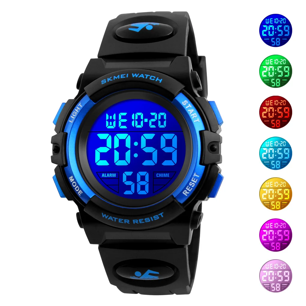 Skmei 1266 Timing Digital Children's Watch Boys and Girls' Alarm Clock 5Bar Waterproof Children's LED Watches 1258 1689 1999
