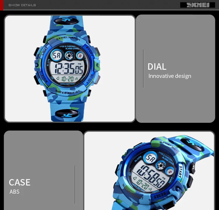 SKMEI 1547 Young And Energetic Dial Design 50M Waterproof Colorful LED+EL Lights relogio infantil Children's Sport Kids Watches