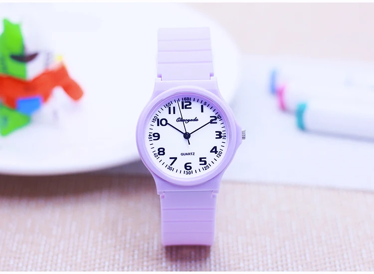 2026 child children boys girls  Primary school students rubber jelly color simple clear number quartz watches kids gifts watches