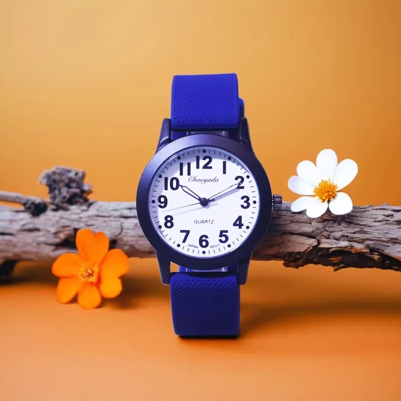 Fashion Boys Girls Students 12-System Clear Digital Pointer Watch Silicone Soft Strap Teacher Recommended Exam Watch Kids Gifts