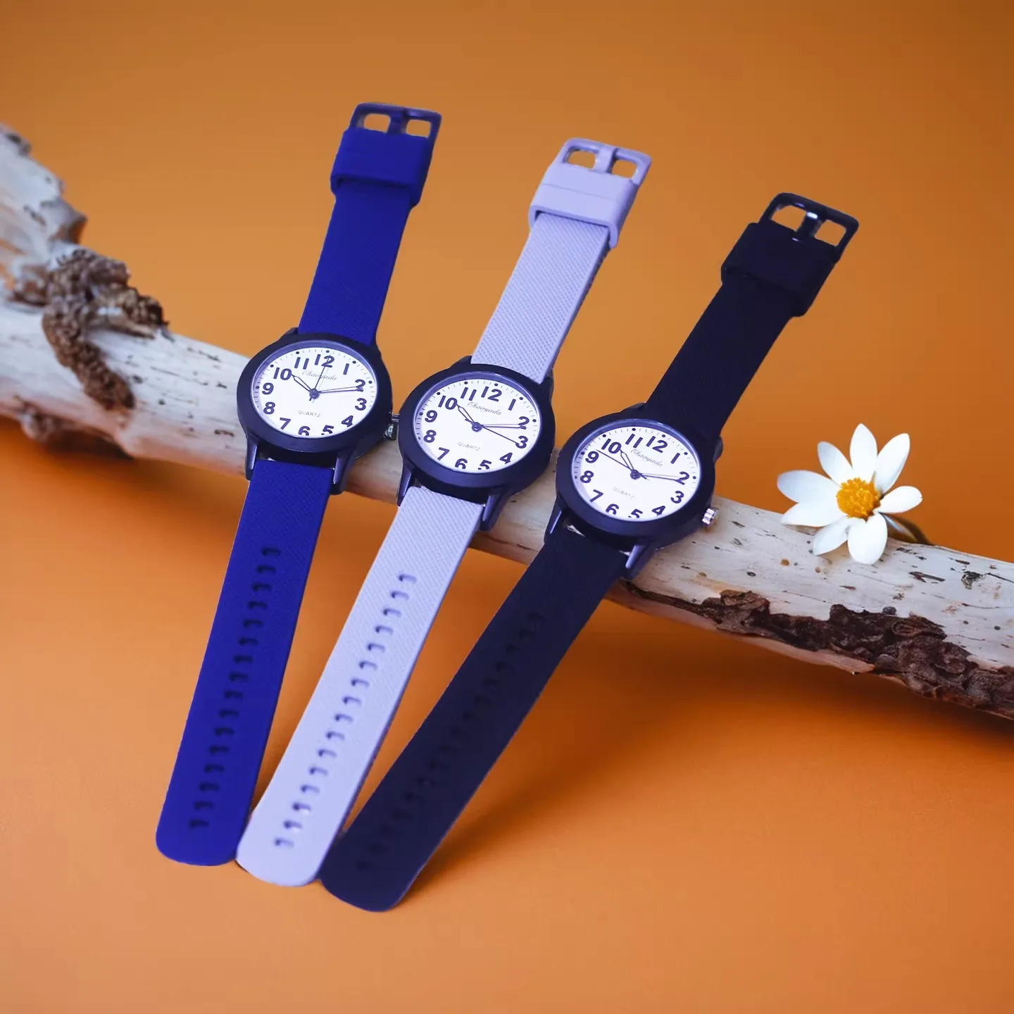 Fashion Boys Girls Students 12-System Clear Digital Pointer Watch Silicone Soft Strap Teacher Recommended Exam Watch Kids Gifts