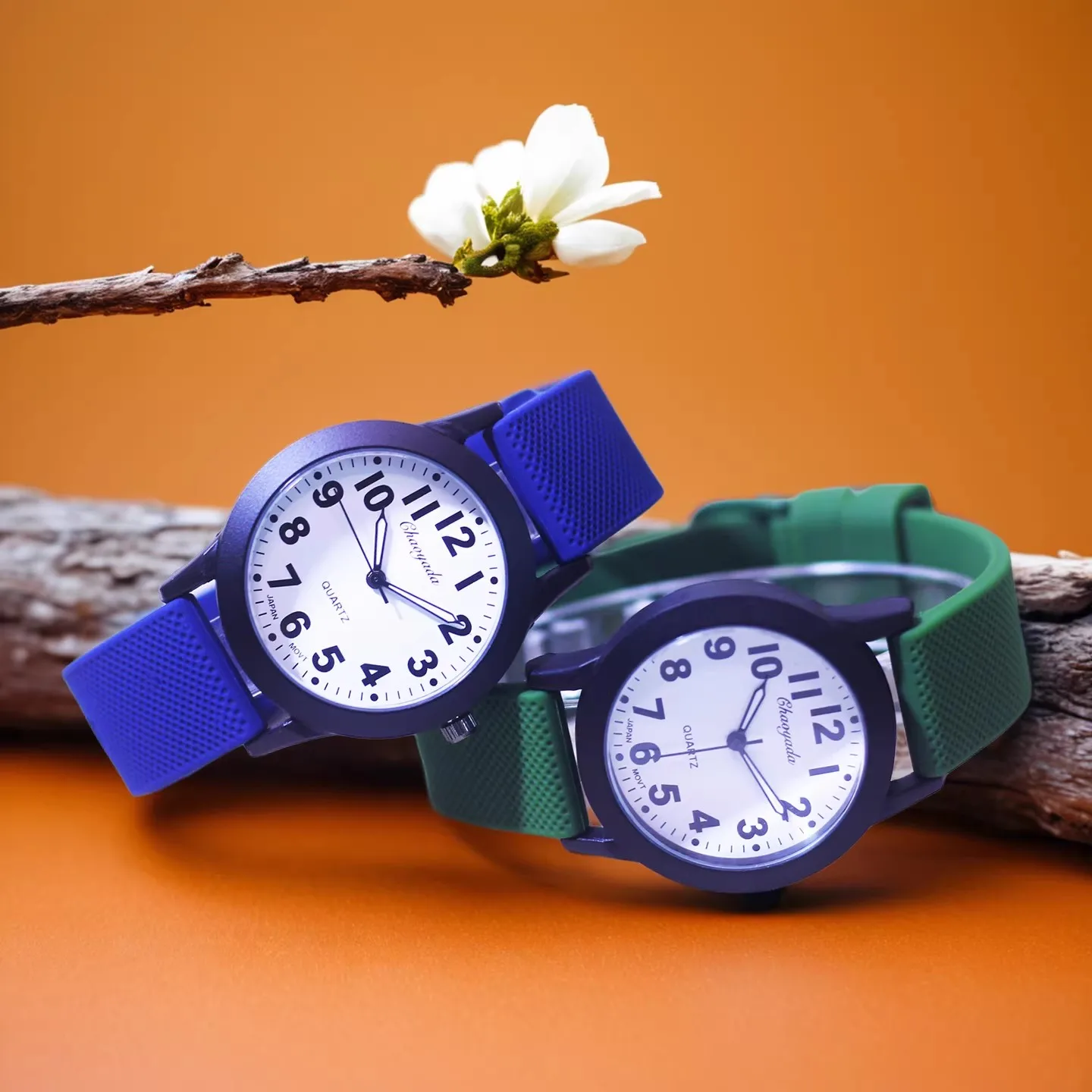 Fashion Boys Girls Students 12-System Clear Digital Pointer Watch Silicone Soft Strap Teacher Recommended Exam Watch Kids Gifts