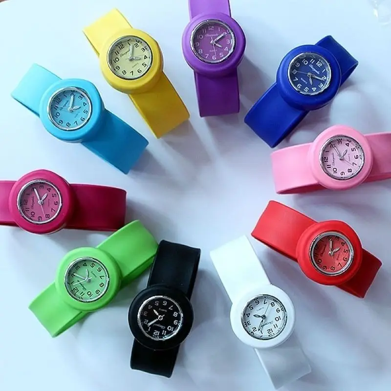 Silicone Strap Boy Girls Jelly Candy Slap Student Quartz Sports Party Gifts Analog Wristwatch Kids Watches