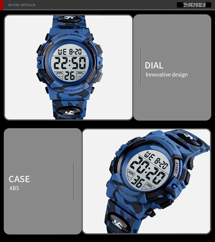 SKMEI 1548 Sport Children's Watch 5bar Waterproof Colorful Lights 12/24Hour Camouflage relogio infantil Boy Kids Watches