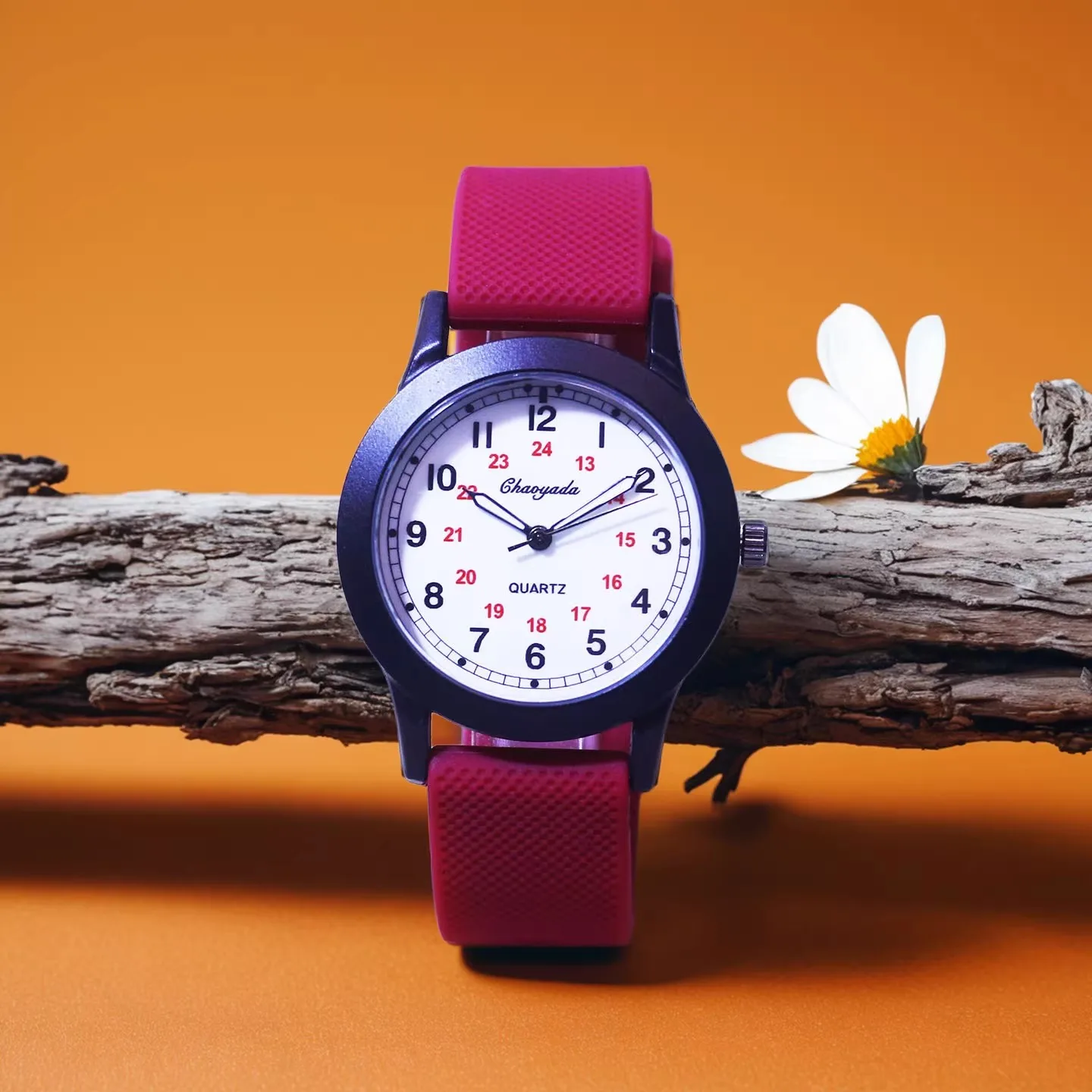 Children Boys Girls Kids 24Hours Soft Silicone Strap Wrist Watches Young Man Fashion Analog Watches Birthday Holiday Gifts