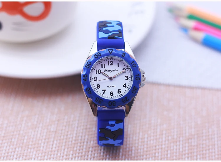 Chaoyada Children Boys Girls Students Cool Silicone Military Camouflage Strap Quartz Watches Kids Birthday Holiday Gifts Watches