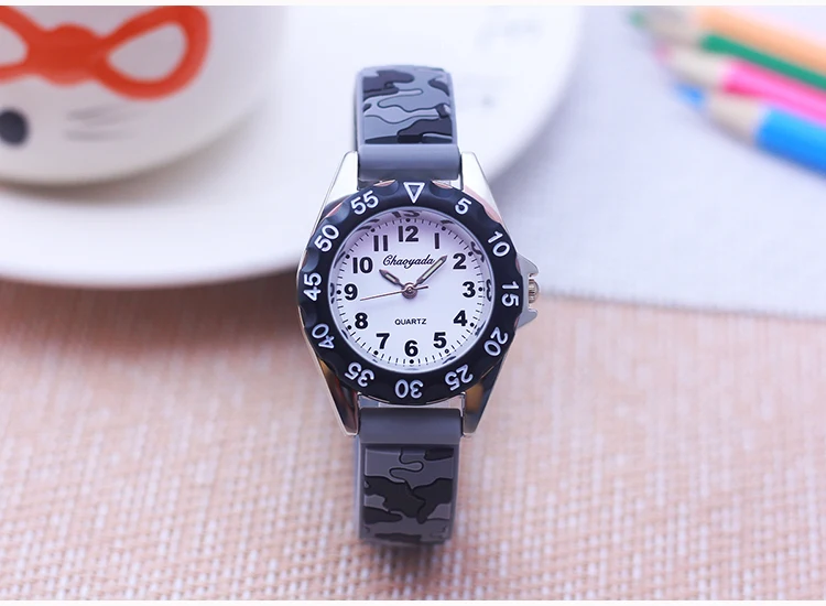 Chaoyada Children Boys Girls Students Cool Silicone Military Camouflage Strap Quartz Watches Kids Birthday Holiday Gifts Watches