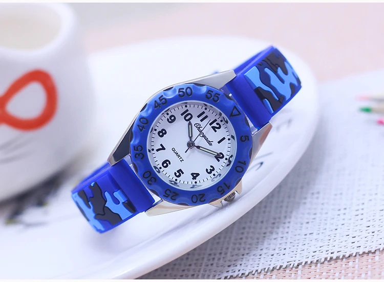 Chaoyada Children Boys Girls Students Cool Silicone Military Camouflage Strap Quartz Watches Kids Birthday Holiday Gifts Watches