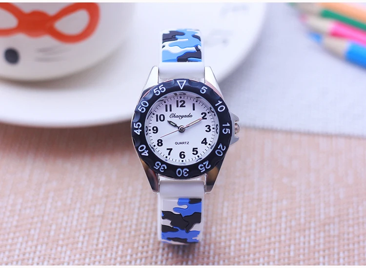 Chaoyada Children Boys Girls Students Cool Silicone Military Camouflage Strap Quartz Watches Kids Birthday Holiday Gifts Watches