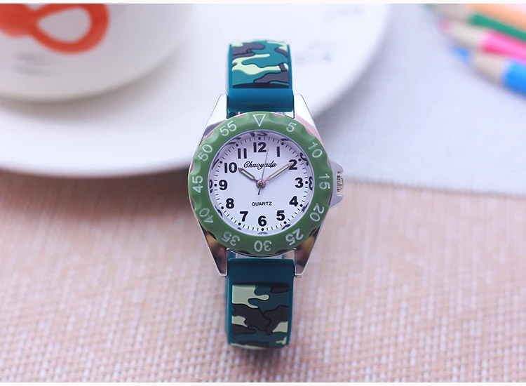 Chaoyada Children Boys Girls Students Cool Silicone Military Camouflage Strap Quartz Watches Kids Birthday Holiday Gifts Watches