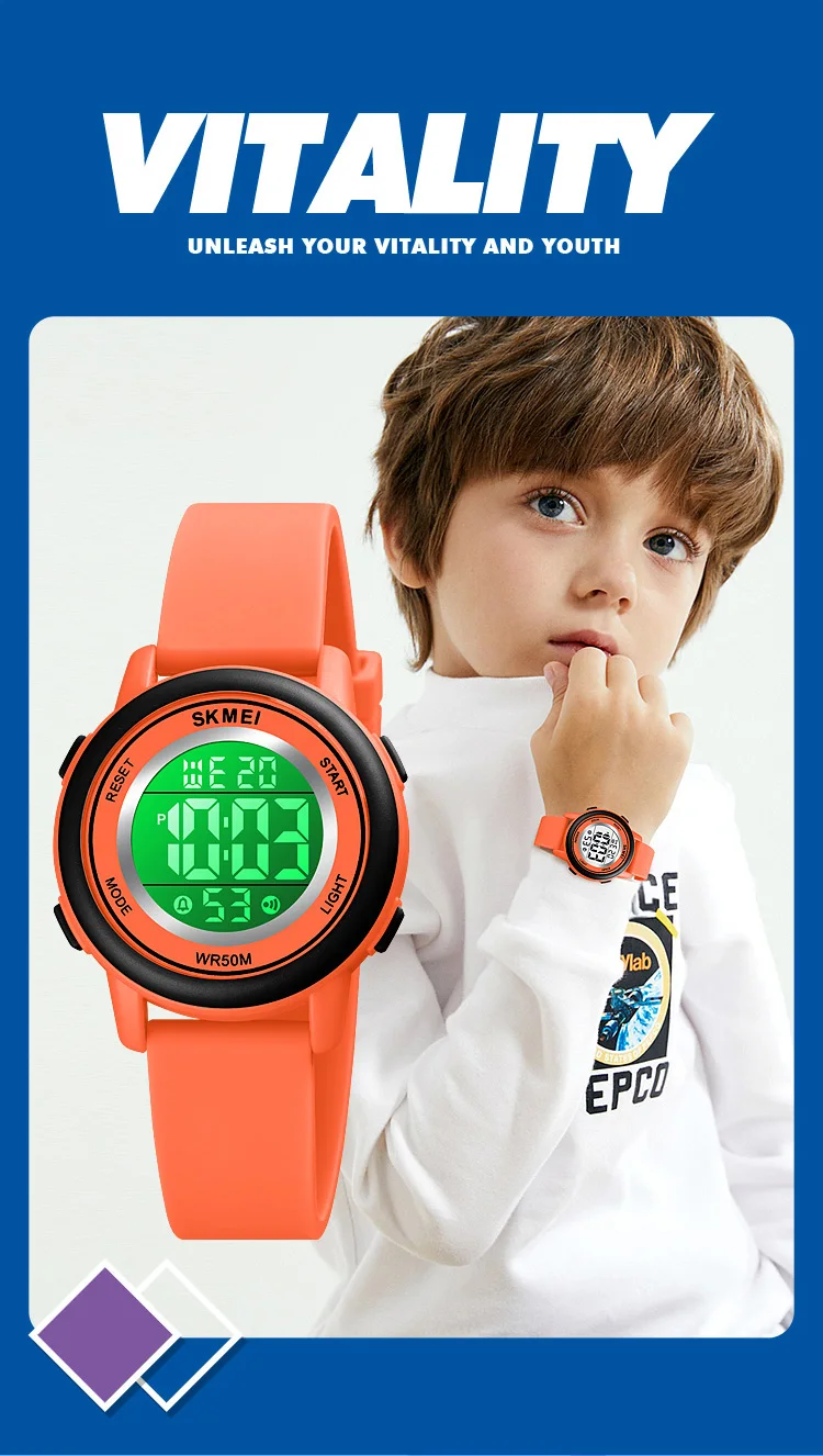 SKMEI 1721 Waterproof Alarm Child Watches montre enfant Boys Girls Sport Kids Watch Colorful Led Children Digital Wristwatches