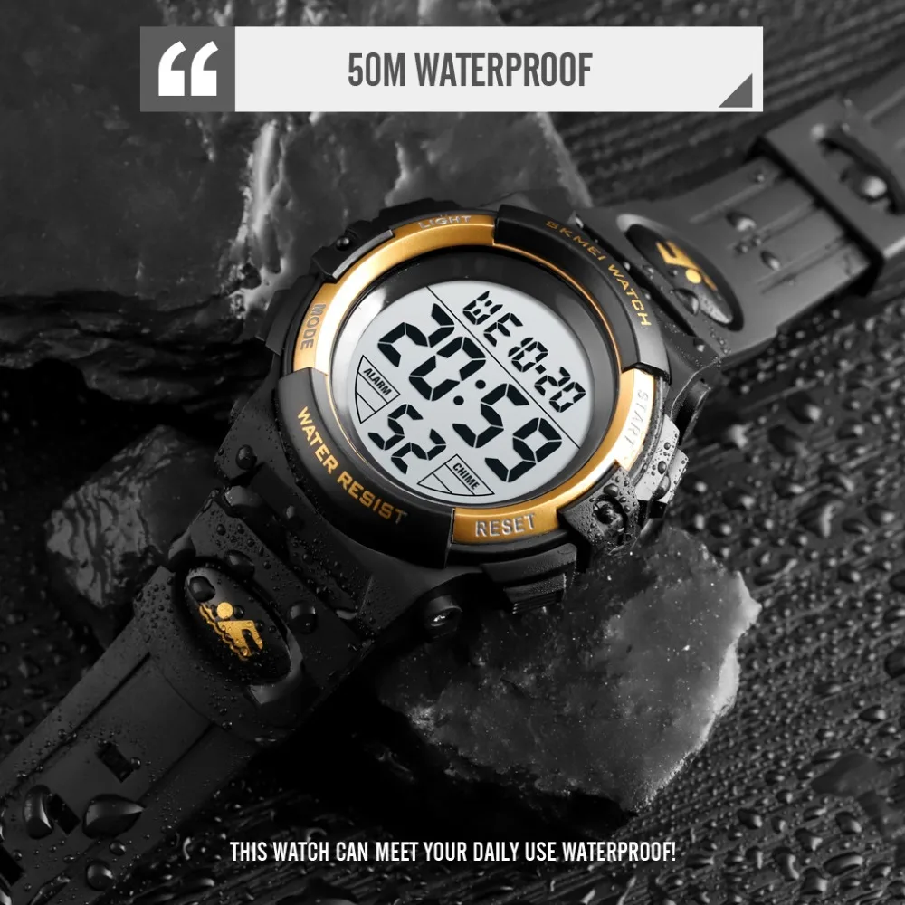 SKMEI 1266 Kid Wristwatch 50M Waterproof Watch Color Luminous Back Light Digital Clock Electronic Watch Alarm Date Week