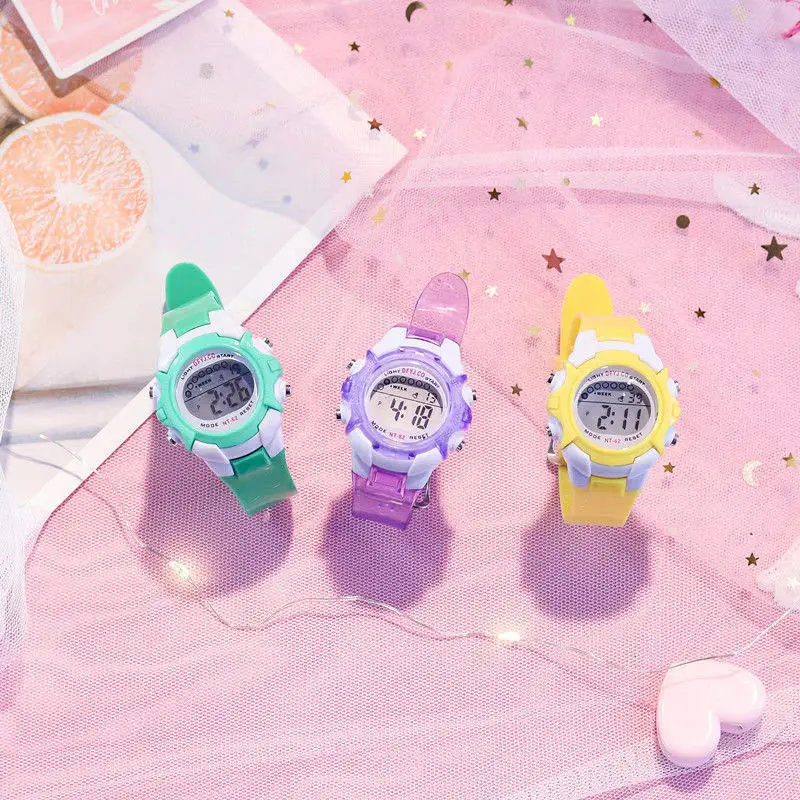 Digital Kids Watch 7-colors LED Waterproof Child Watch Sport Silicone Strap Kids Watches Student Gift for 3-10 Year Girls Boys