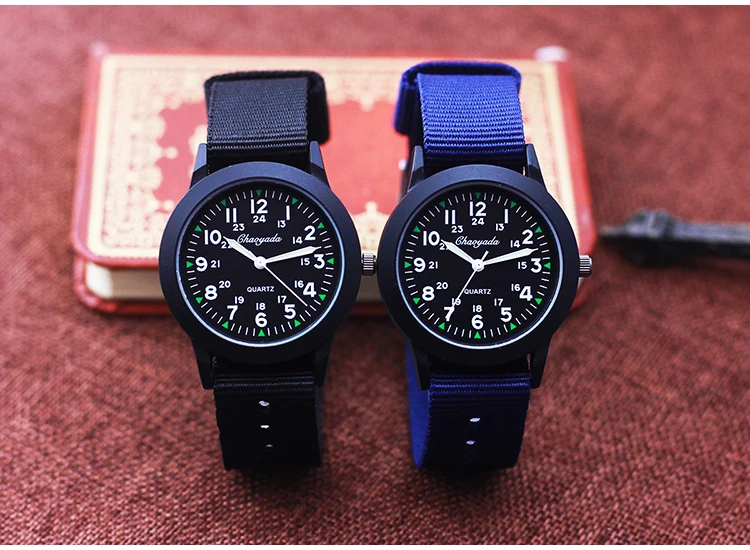 24Hours Children Boys Girls Fashion Washable Canvas Strap Quartz Wristwatches Students Learn Time Study Clock Birthday Gift