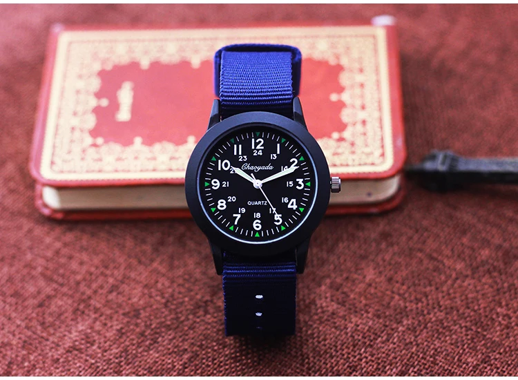 24Hours Children Boys Girls Fashion Washable Canvas Strap Quartz Wristwatches Students Learn Time Study Clock Birthday Gift