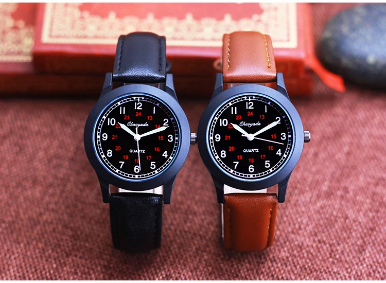 2026 Fashion 24Hours Quartz Watches for Children Boys Girls Soft Leather High Quality Students Exam Clock Luminous Hands Watches