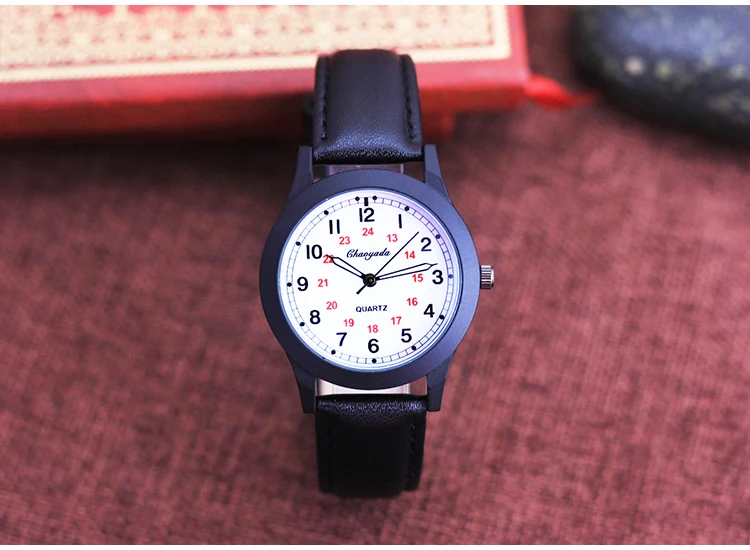 2026 Fashion 24Hours Quartz Watches for Children Boys Girls Soft Leather High Quality Students Exam Clock Luminous Hands Watches