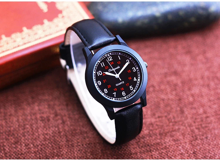 2026 Fashion 24Hours Quartz Watches for Children Boys Girls Soft Leather High Quality Students Exam Clock Luminous Hands Watches