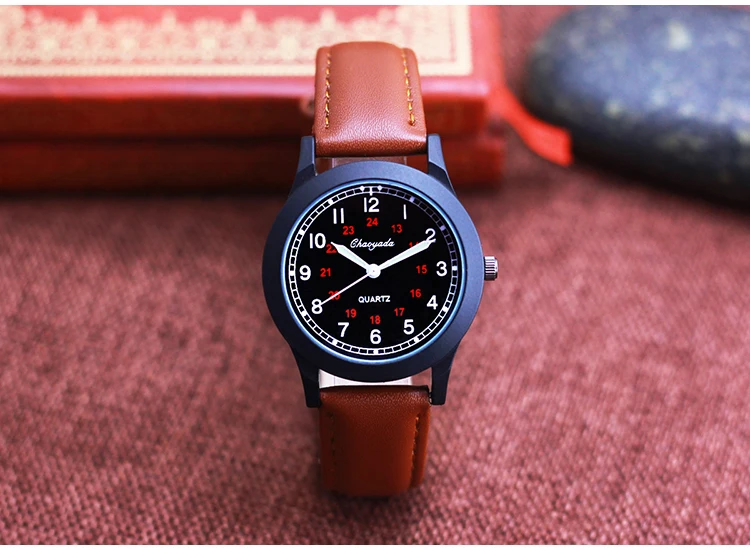 2026 Fashion 24Hours Quartz Watches for Children Boys Girls Soft Leather High Quality Students Exam Clock Luminous Hands Watches