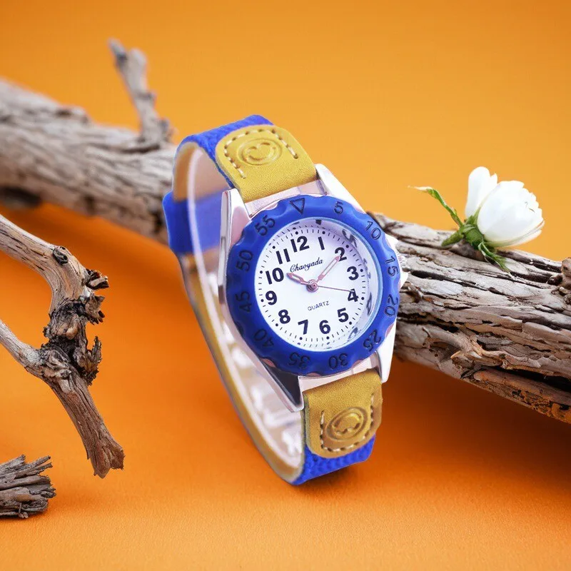 Children’s Boys Girls Little Kids Colorful Strap Clear Numbers Quartz Watches Students Learn Time Soft Canvas Electric Watches